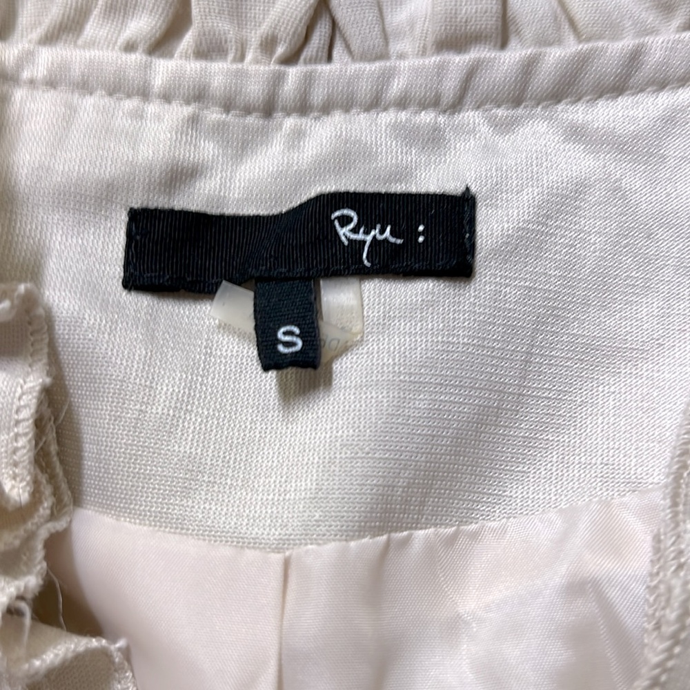 Anthropologie Ryu Cream Sheen Ruffled Jacket - Picture 4 of 7